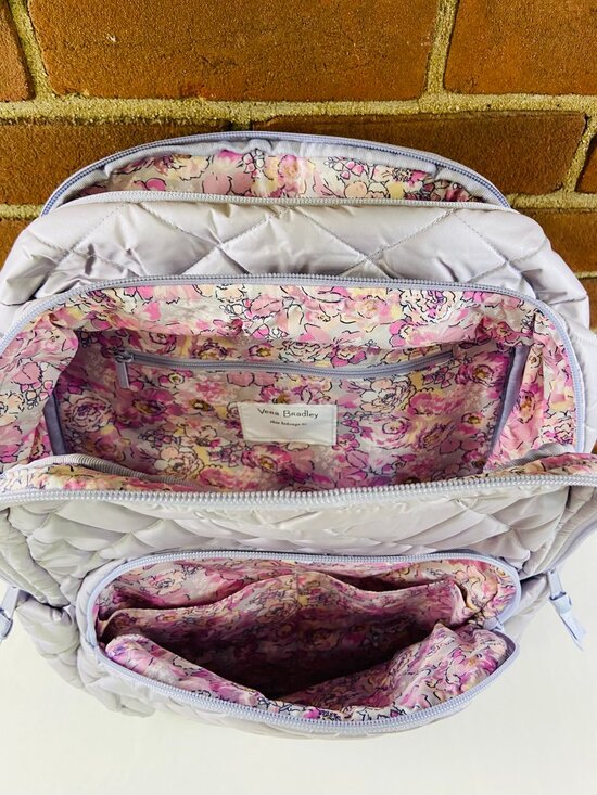 Vera Bradley Large Backpack - Pearlized Lavendar Color - Interior Floral - NWT main image 8